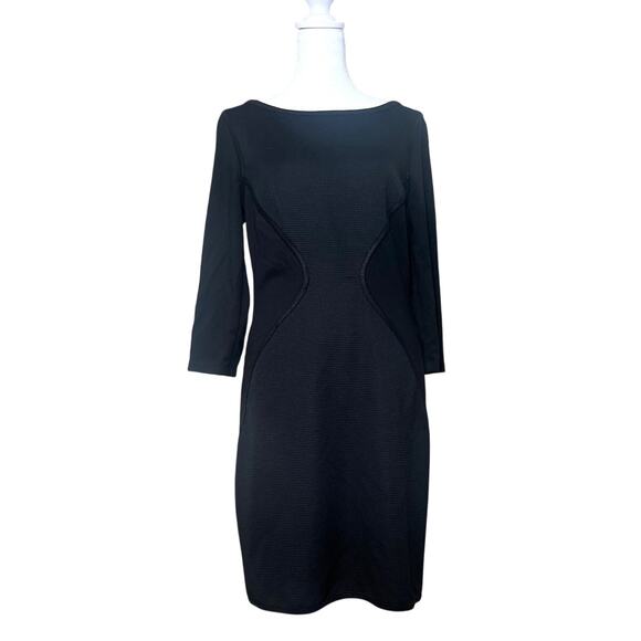 Max Studio Black Stretch Bodycon Dress Classic Minimalist Office Evening Size M - Picture 1 of 8